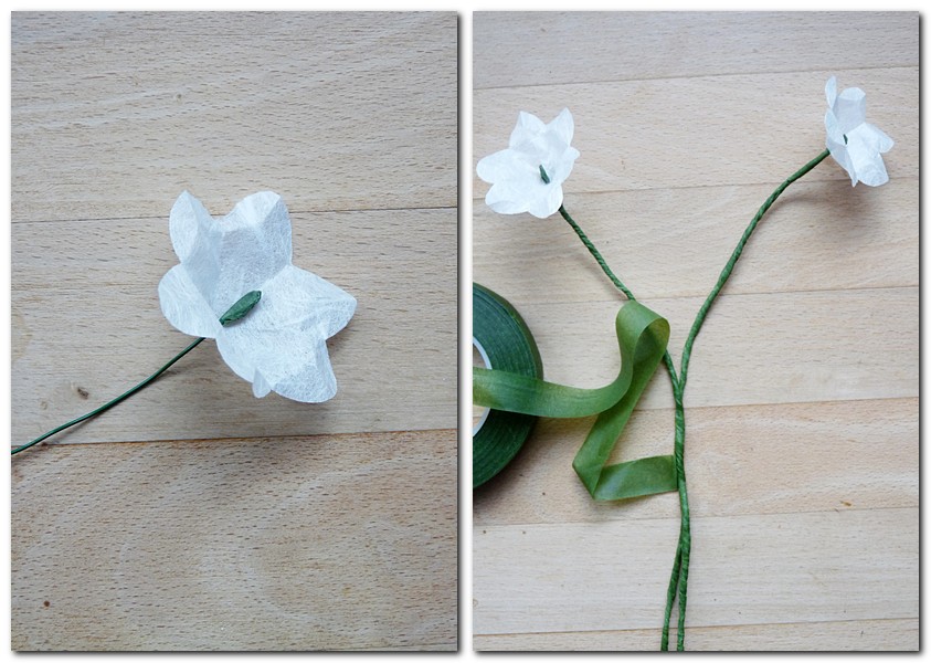 Anleitung für kleine Blumen aus Strohseide Schritt 5