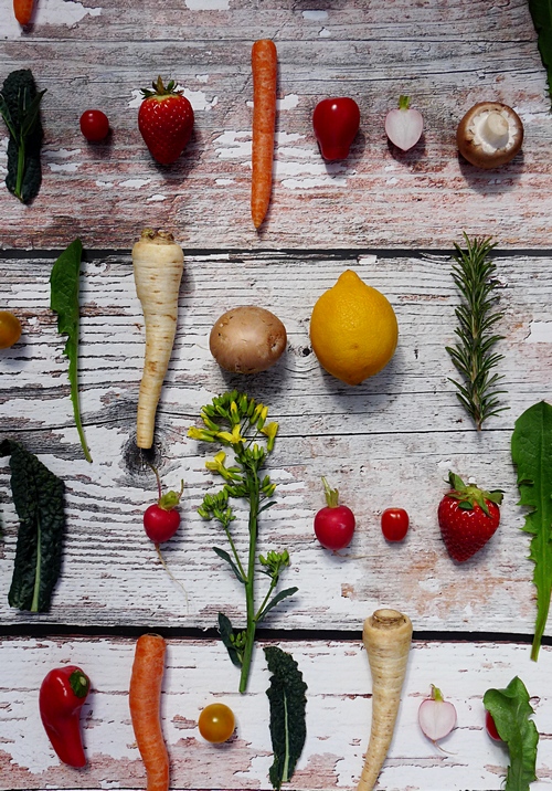 Gemüse auf Fotohintergrund Tapete