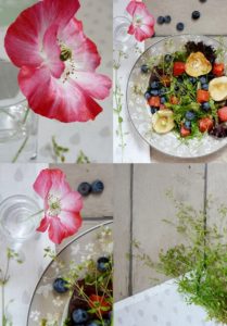 Salat mit Vogelmiere Ziegenkäse und Wassermelone